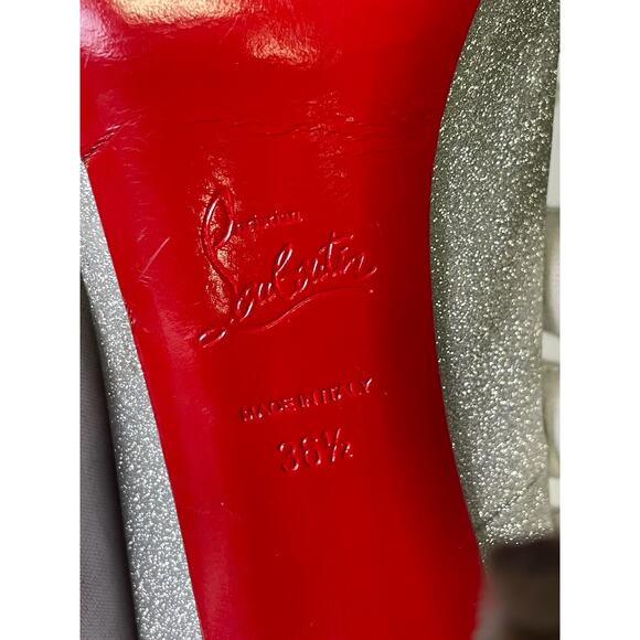 Christian Louboutin Glitter D'Orsay Peep Toes Pumps Size 36.5EU 6.5W Box & COA - Picture 7 of 16